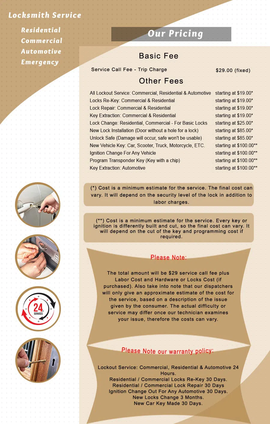 Morton Locksmith Store, Morton, PA 610-973-5281 - price-list